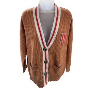 Aerie Varsity‎ Cardigan Cozy Knit Copper Orange Collegiate Sweater Small